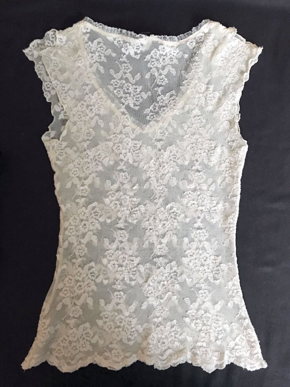 EXPRESS Vintage Y2k Women's Cream Sheer Floral Lace Sleeveless Top, Size S - Picture 3 of 8